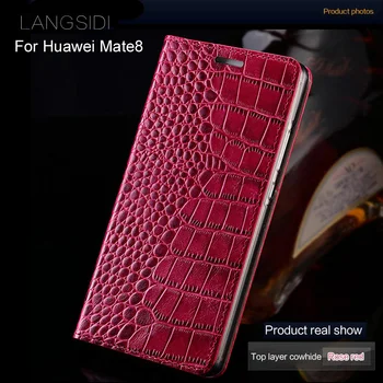 Luksuzne blagovne znamke telefon primeru pravega usnja krokodil Ravno teksturo primeru telefon Za Huawei Mate8 ročno primeru telefon
