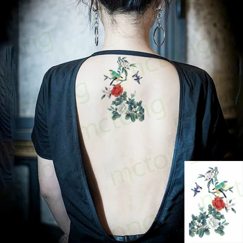 Tattoo Nalepke Rose Listov Pogoltniti Kitajski Slog Nepremočljiva dolgotrajno Pol roko Prsih Simulacije Moških in Žensk Tattoo Nalepke