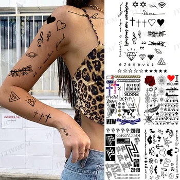 Nepremočljiva Začasni Tattoo Nalepke Srce Glasbe Križ Stare Šole Posodobitve Tetovaže Planet Vesolje Body Art Roko Ponaredek Tatoo