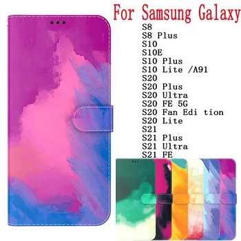 Sunjolly Za Samsung Galaxy S8 S10 Plus S10E S10 Lite S20 S21 Plus Ultra FE Primeru Usnjena torbica Flip Kartice Denarnice Stojalo Pokrov coque